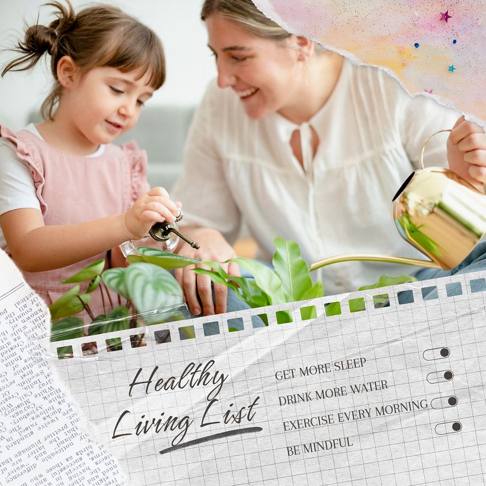 Healthy living list post template, editable social media design