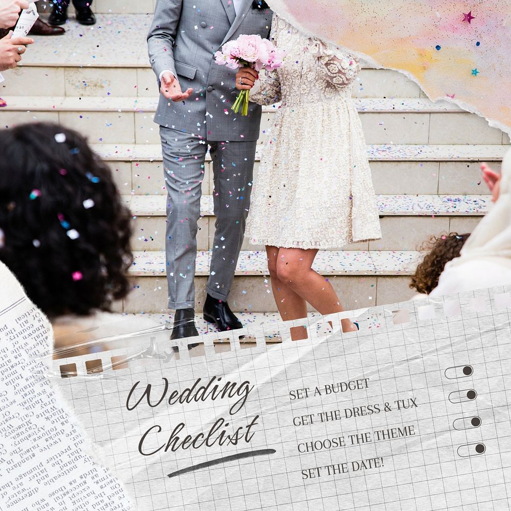 Wedding checklist template, editable checklist design