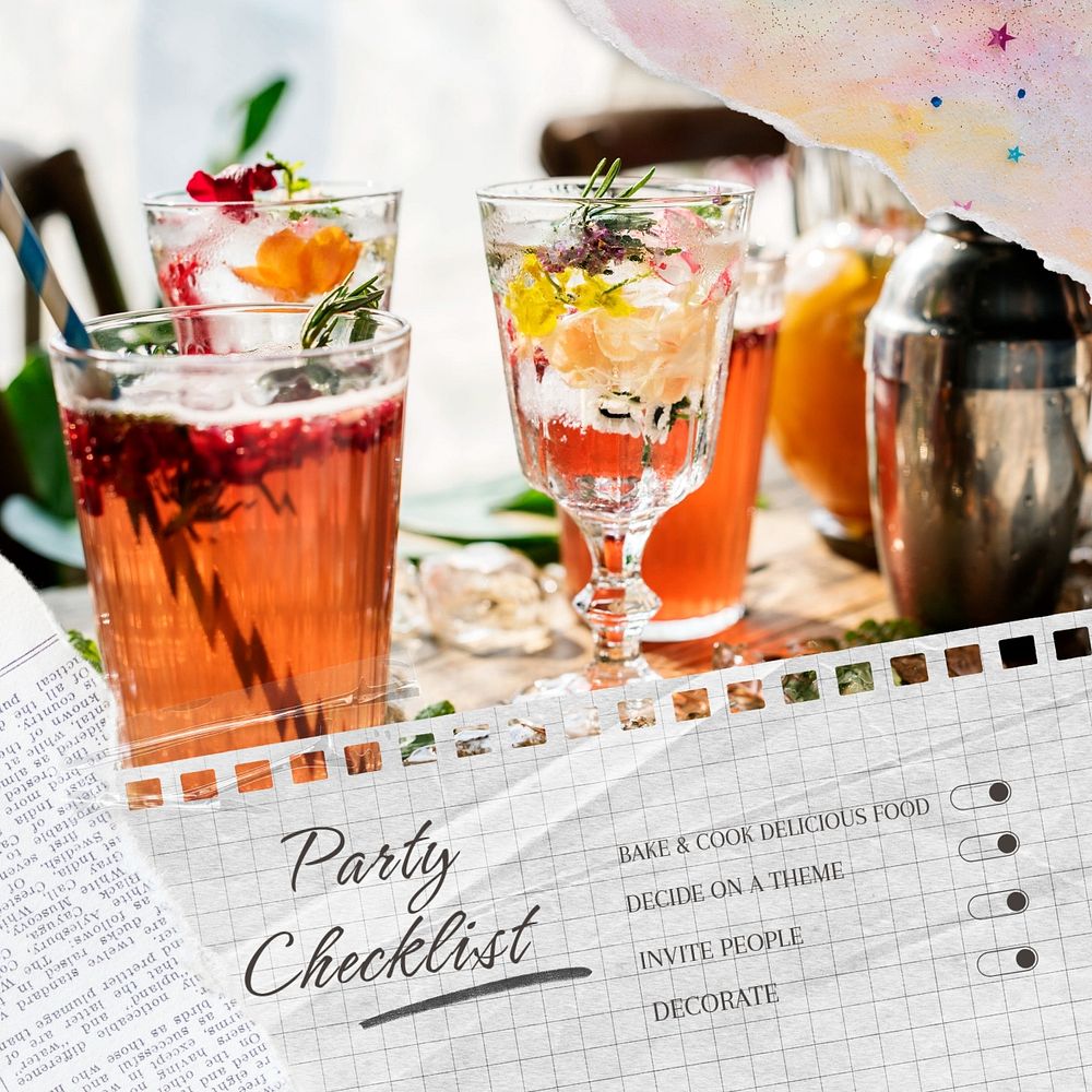 Party checklist post template, editable social media design