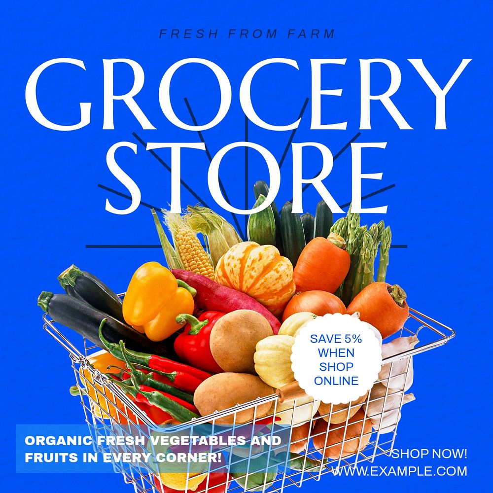 Grocery store Facebook post template, editable design