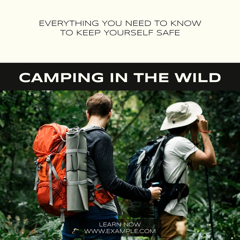 Camping Instagram post template, editable social media design