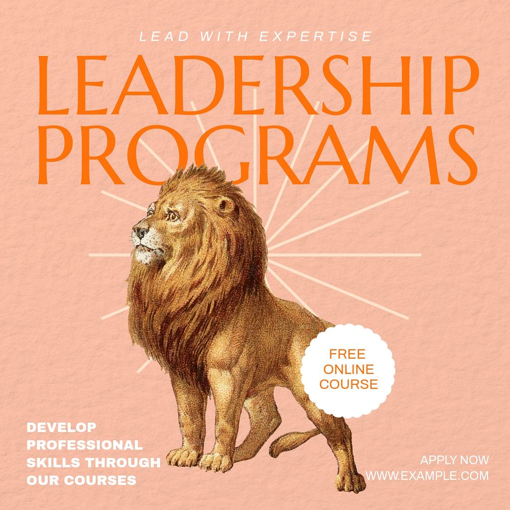 Leadership programs Instagram post template, editable text