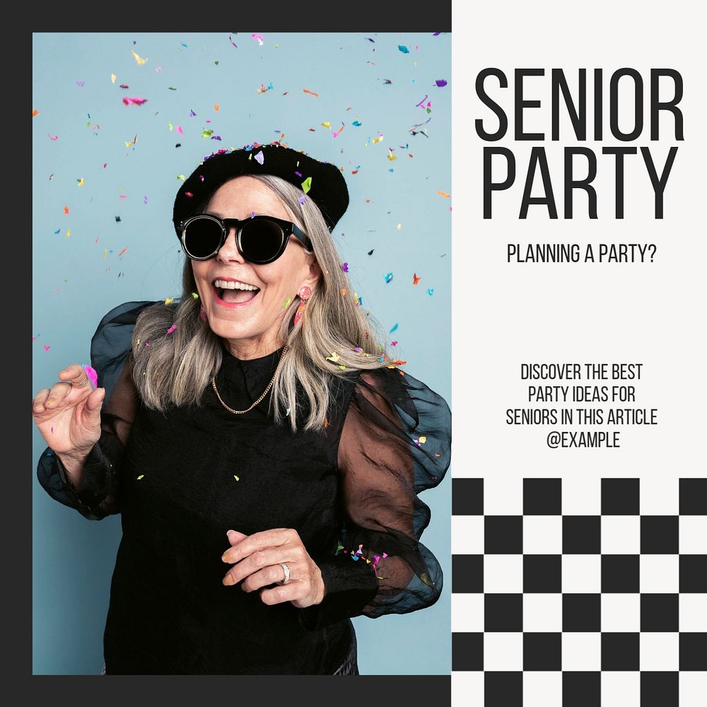 Senior party Instagram post template, editable text