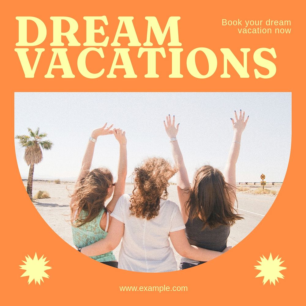 Dream vacation Instagram post template, editable text