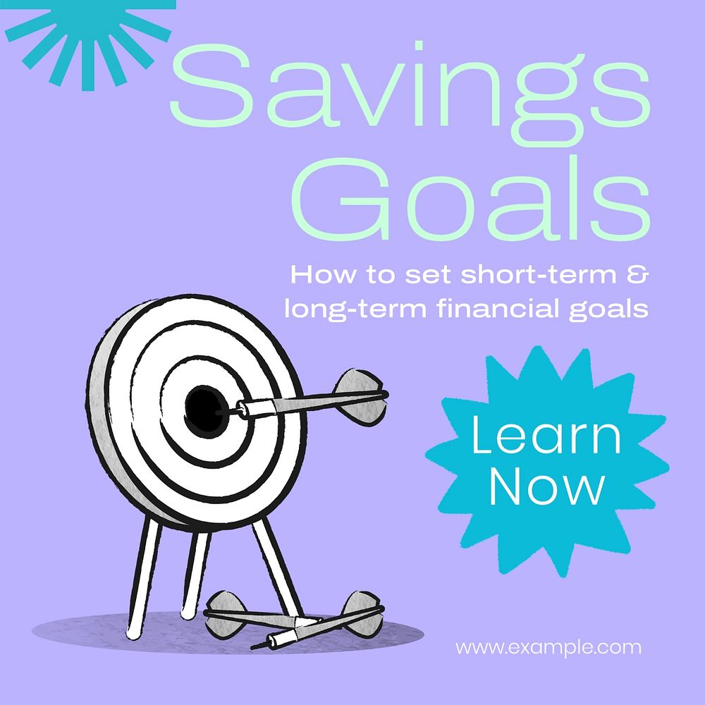 Savings goals Facebook post template, editable design