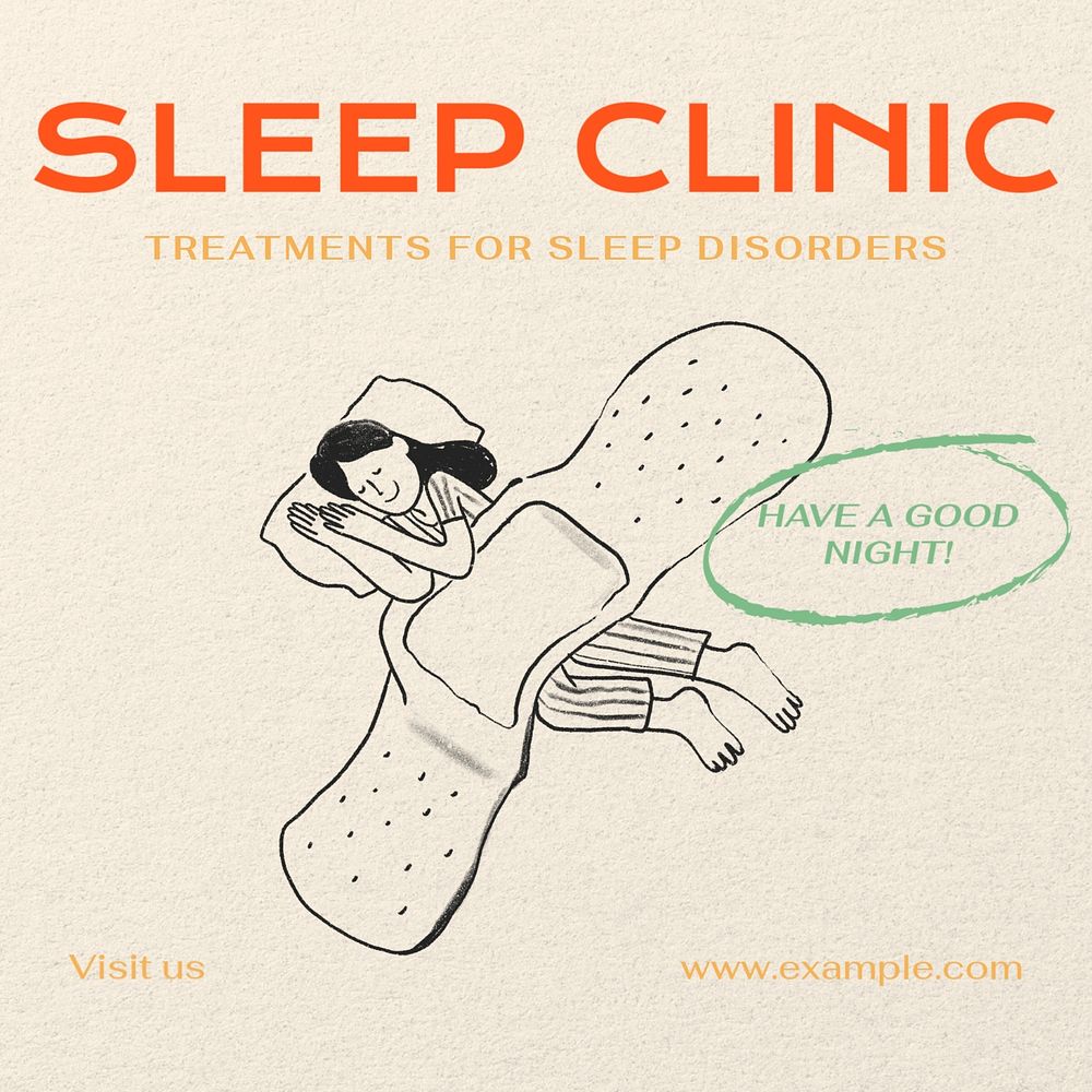 Sleep clinic Instagram post template, editable text 