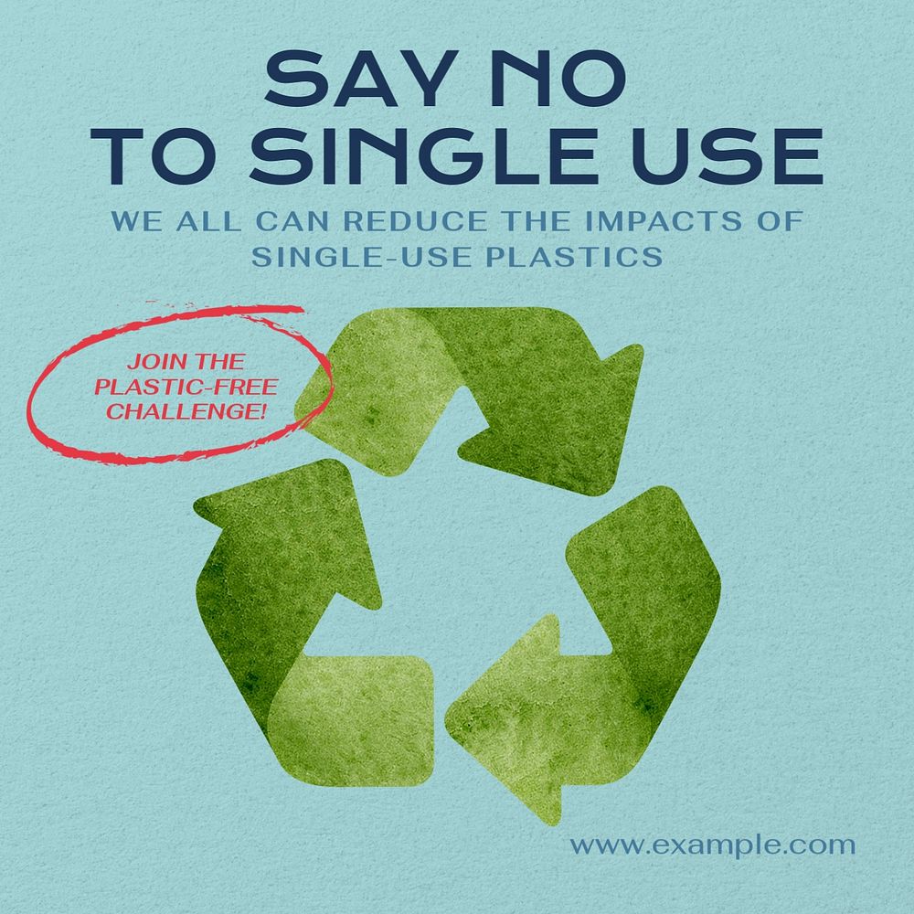 Single use plastic Instagram post template, editable text