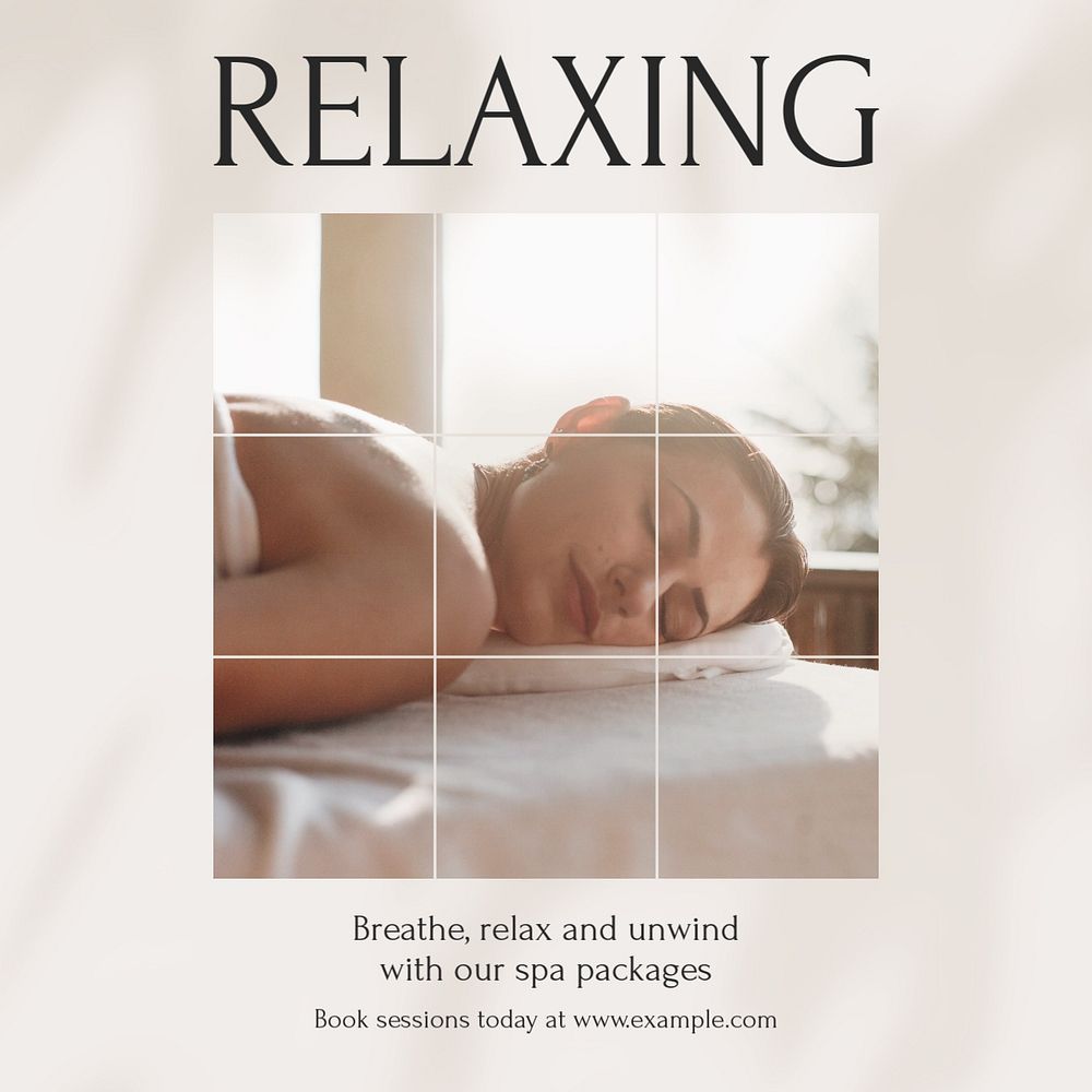 Relaxing spa Instagram post template, editable social media design