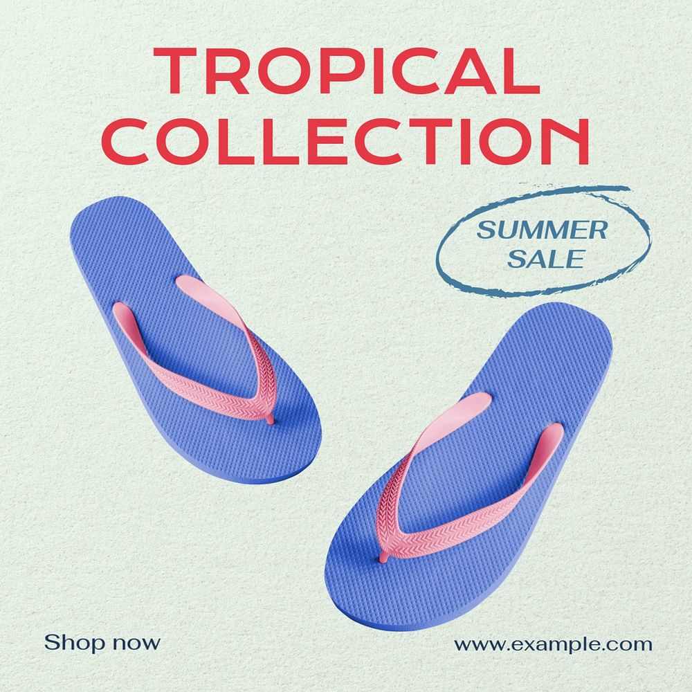 Tropical collection Instagram post template, editable text