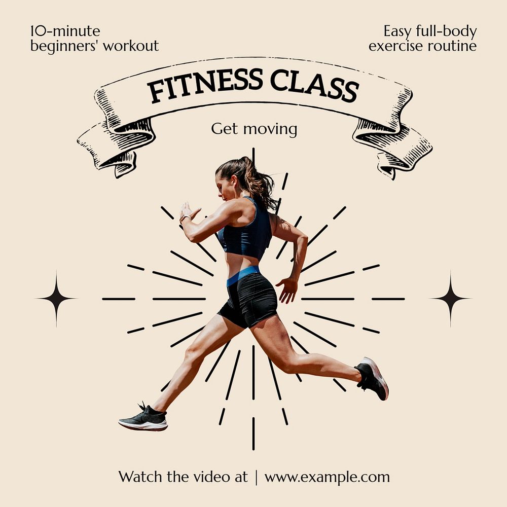 Fitness class Instagram post template, editable text