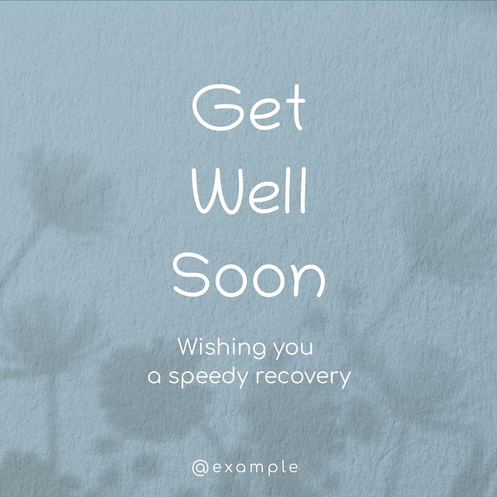 Get well soon Instagram post template, editable text