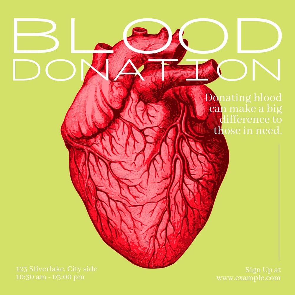 Blood donation Facebook post template, editable design