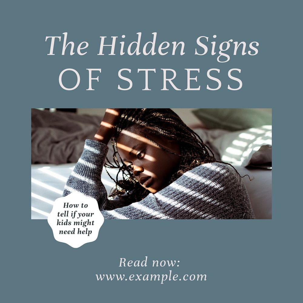 Signs of stress Instagram post template, editable social media design