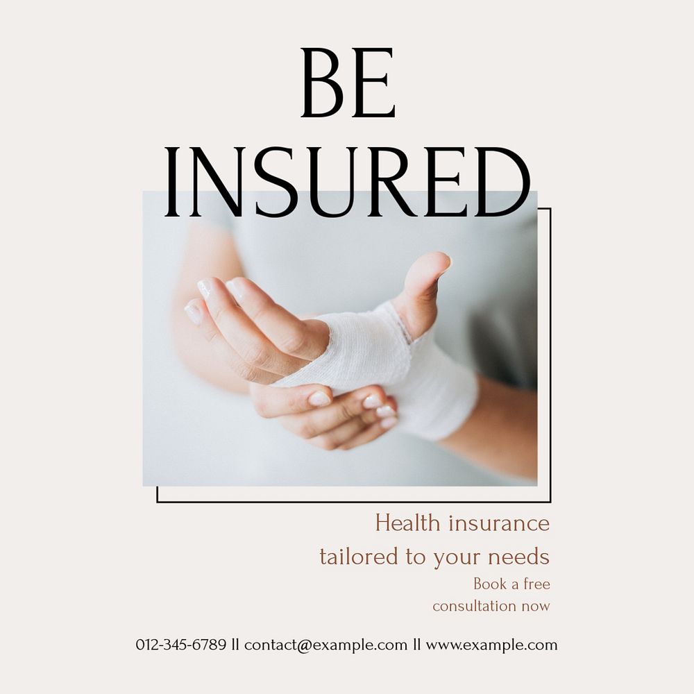 Health insurance Instagram post template, editable social media design