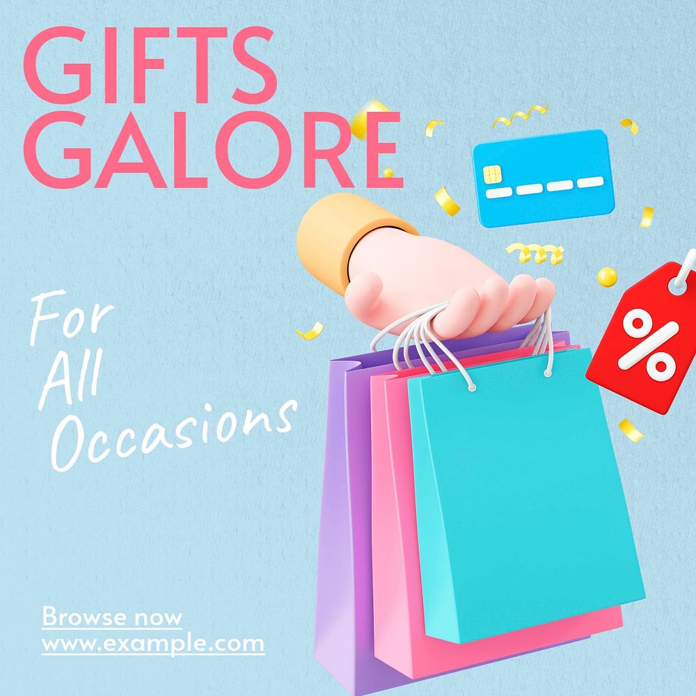 Gifts Instagram post template, editable text