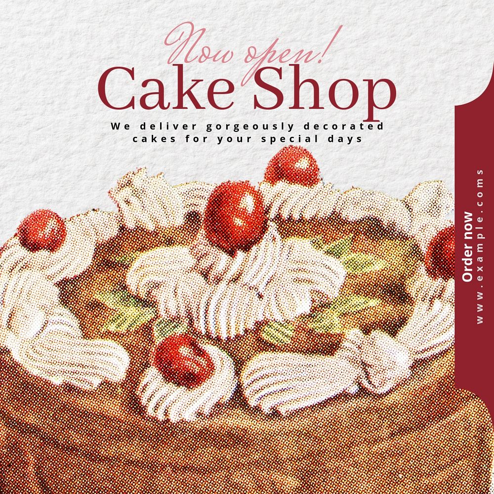 Cake shop Instagram post template, editable text