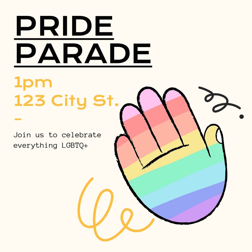 Pride parade Instagram post template, editable text