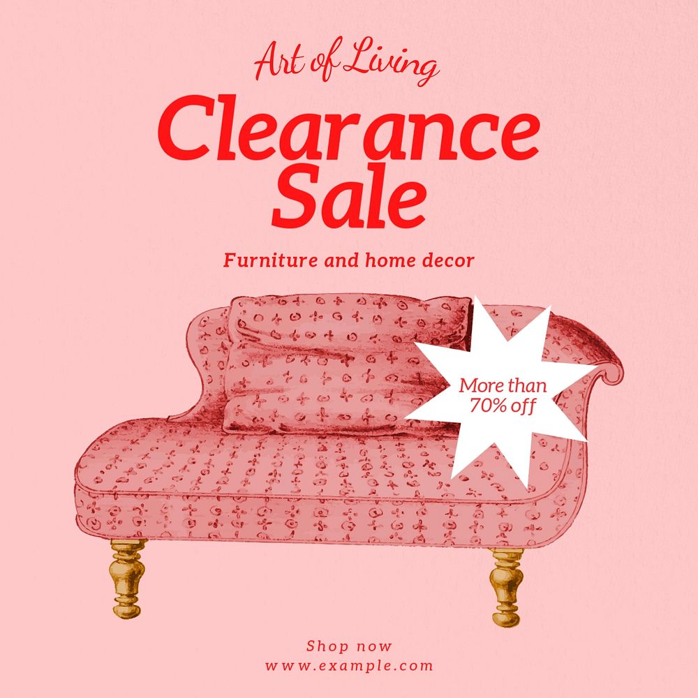 Clearance sale Instagram post template, editable text