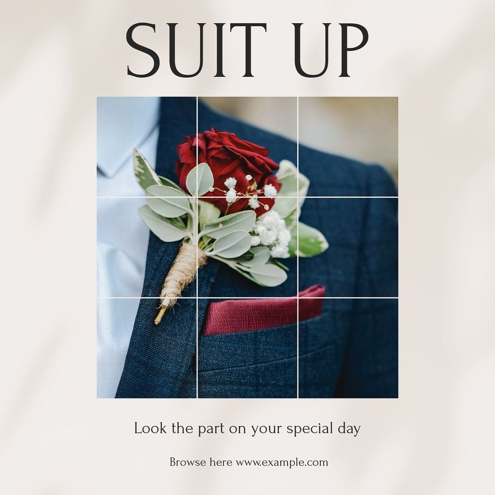 Suit up Instagram post template, editable social media design