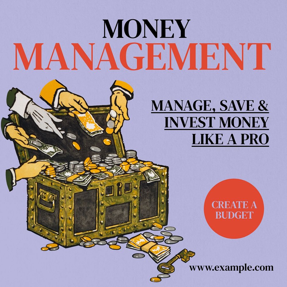 Money management Instagram post template, editable text