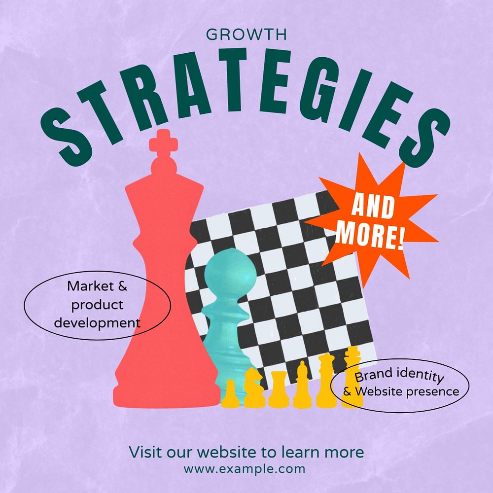 Growth strategies Facebook post template, editable design