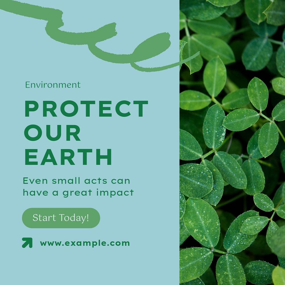 Protect our Earth Instagram post template, editable text