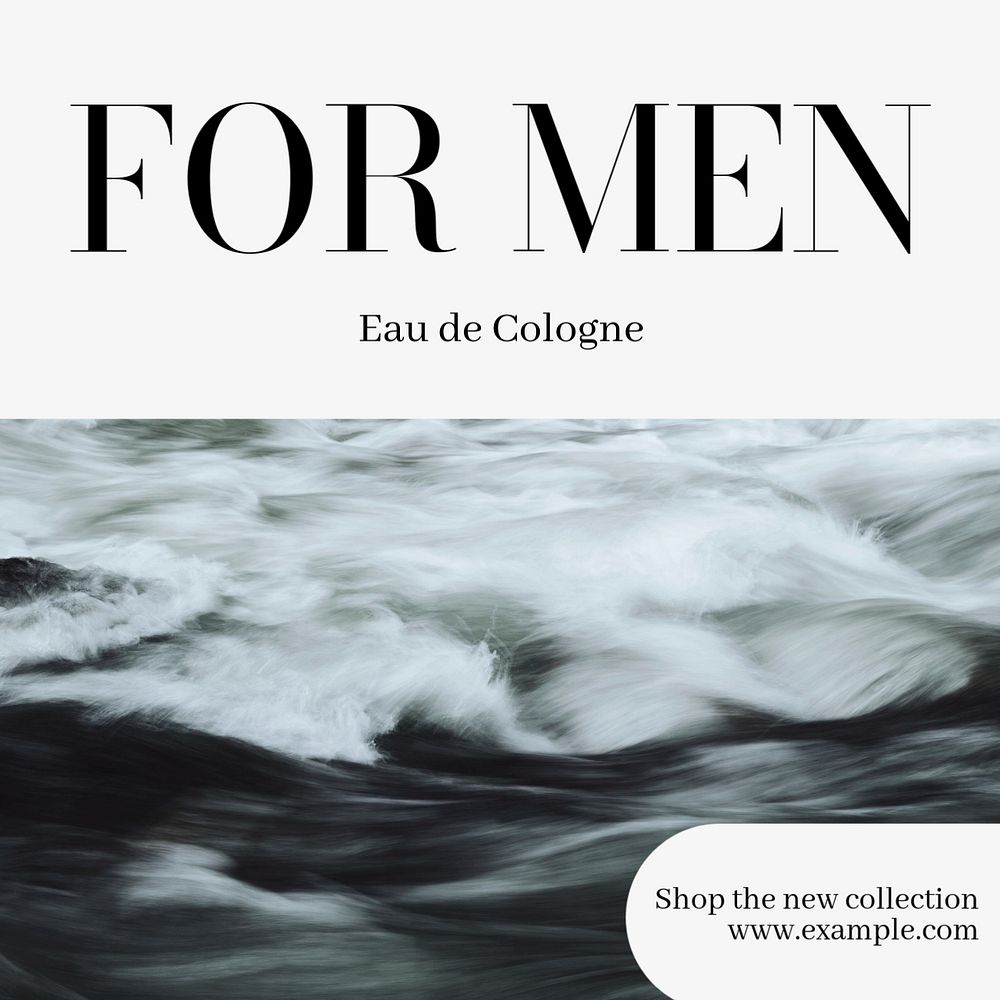 Cologne for men Instagram post template, editable text