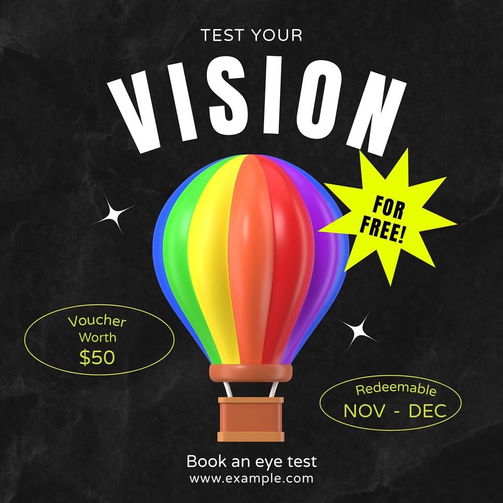 Eye test Instagram post template, editable text