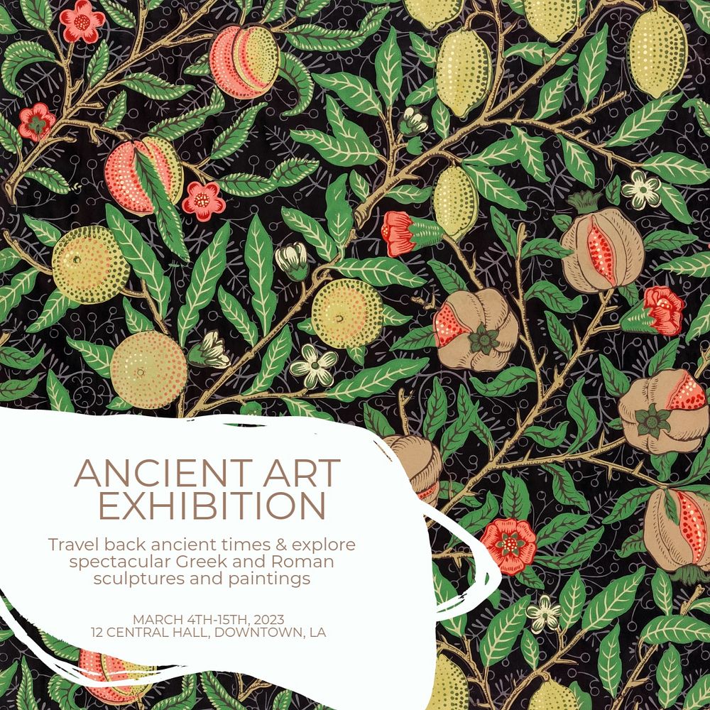 Ancient art exhibition post template, editable social media design