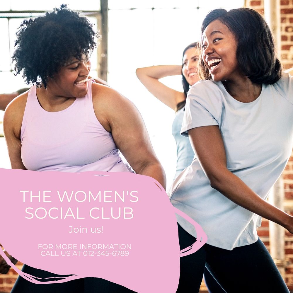 Women social club post template, editable social media design