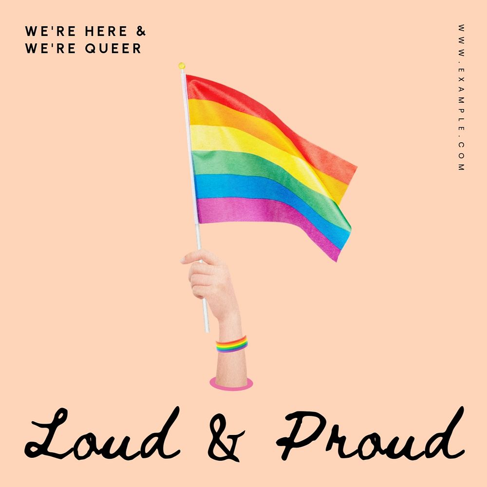 Loud & proud Instagram post template, editable text