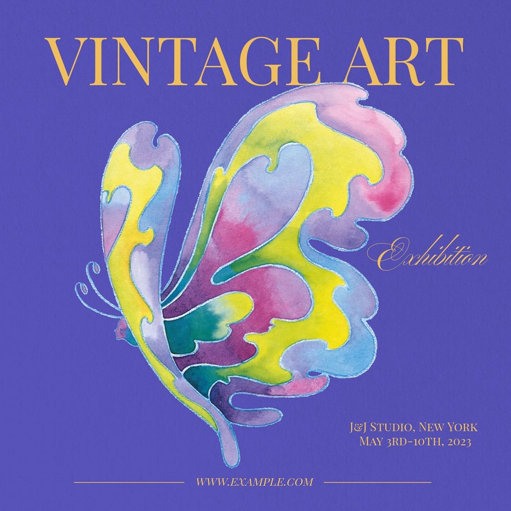 Vintage art exhibition post template, editable social media design