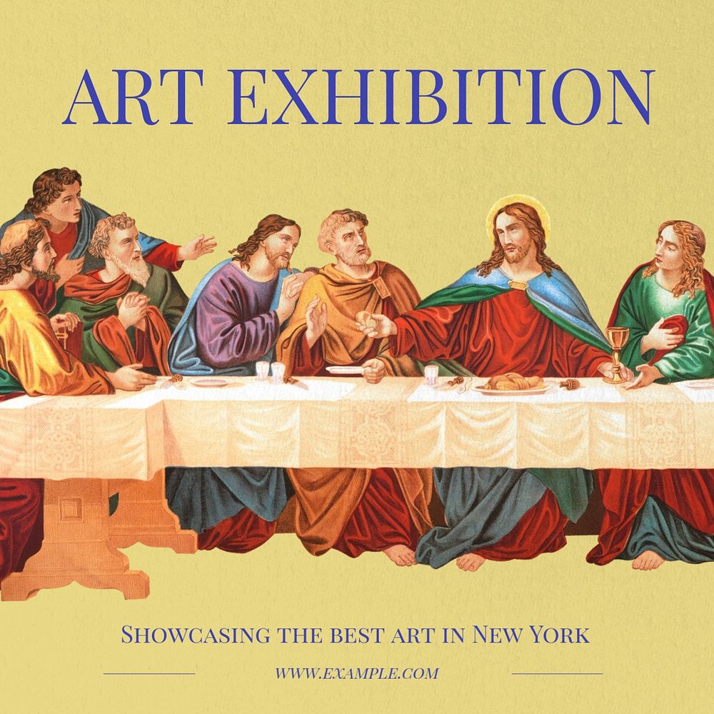 Art exhibition Instagram post template, editable text