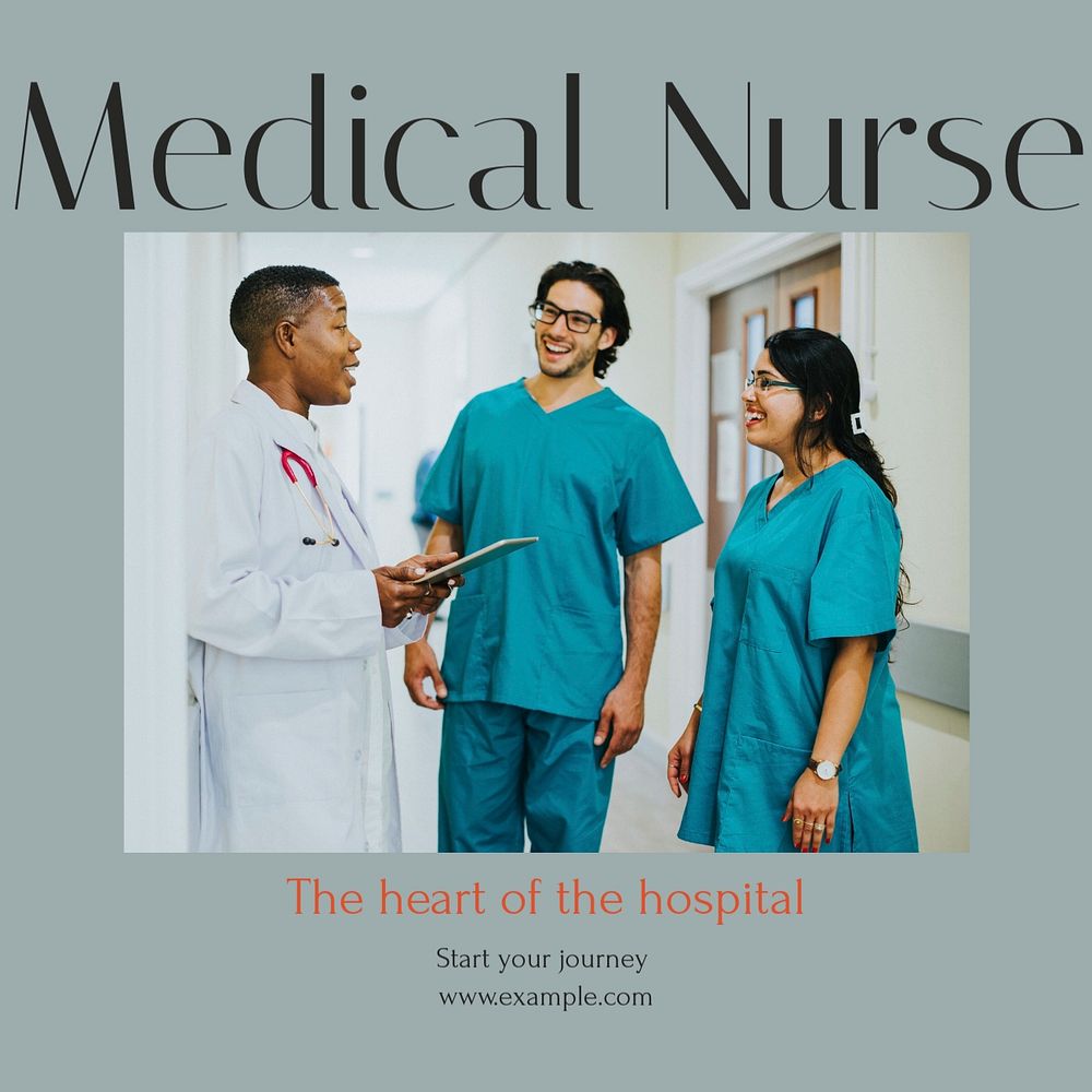 Medical nurse Instagram post template, editable social media design