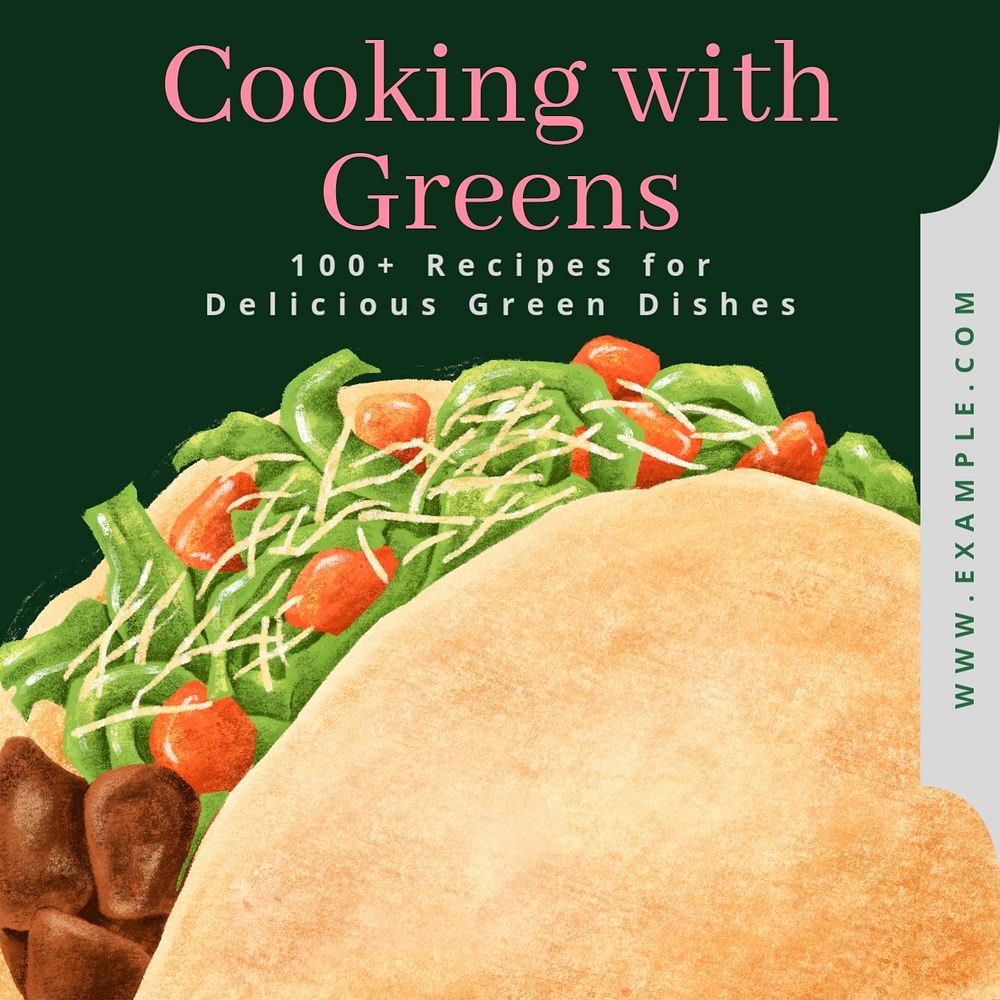 Cooking with greens Instagram post template, editable text