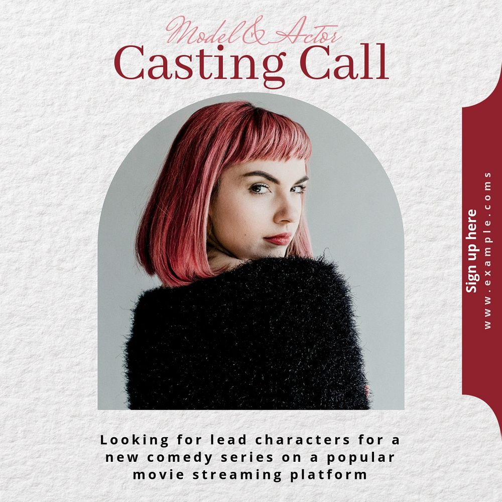 Casting call Instagram post template, editable text