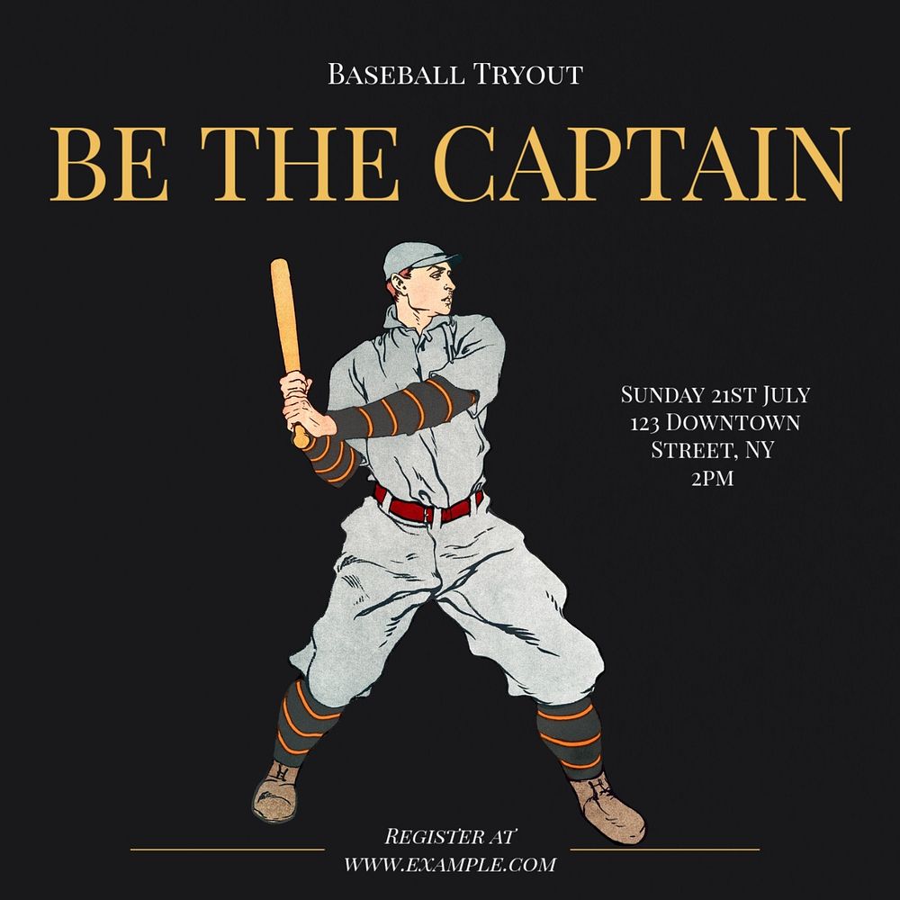 Be the captain Instagram post template, editable text