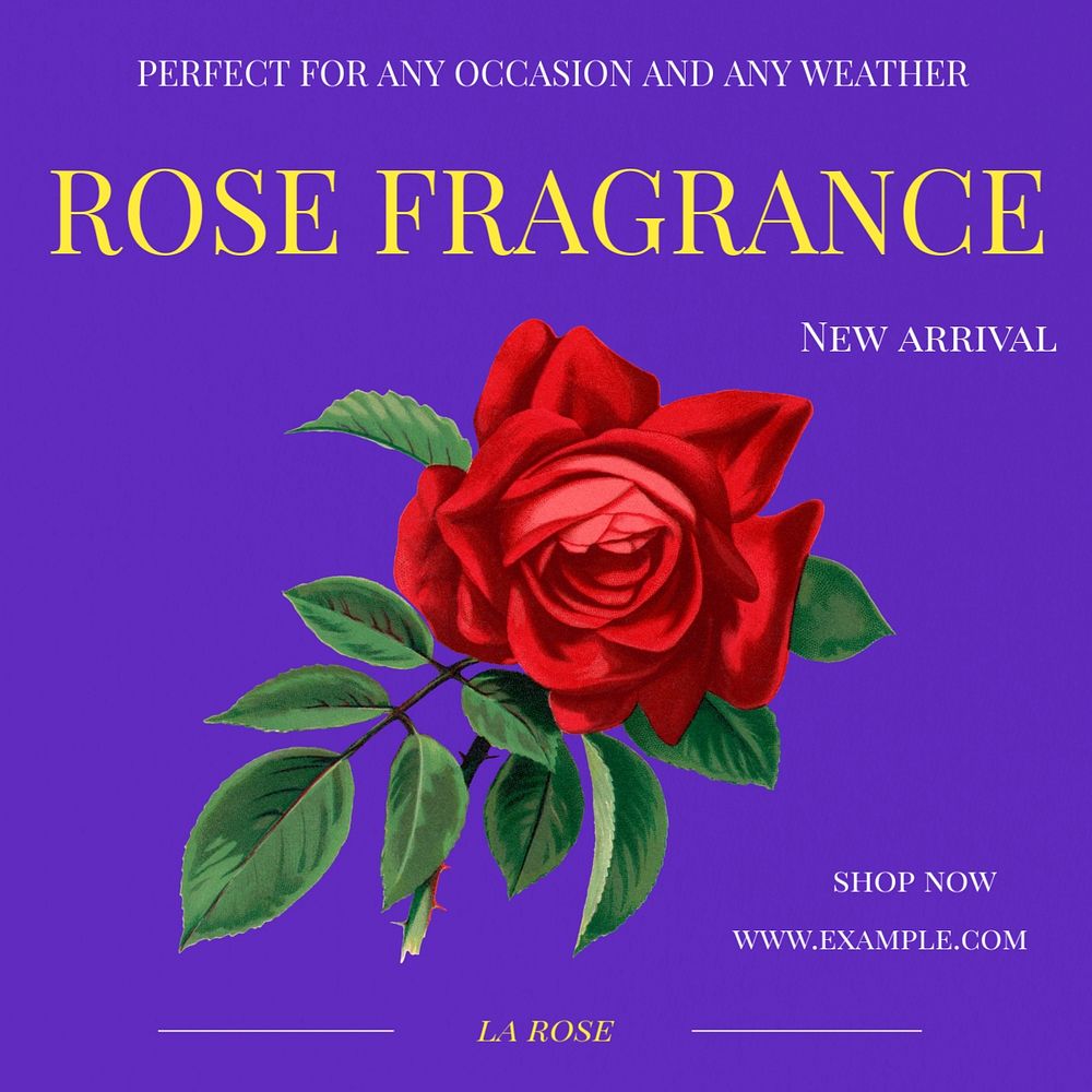 Rose fragrance Instagram post template, editable text