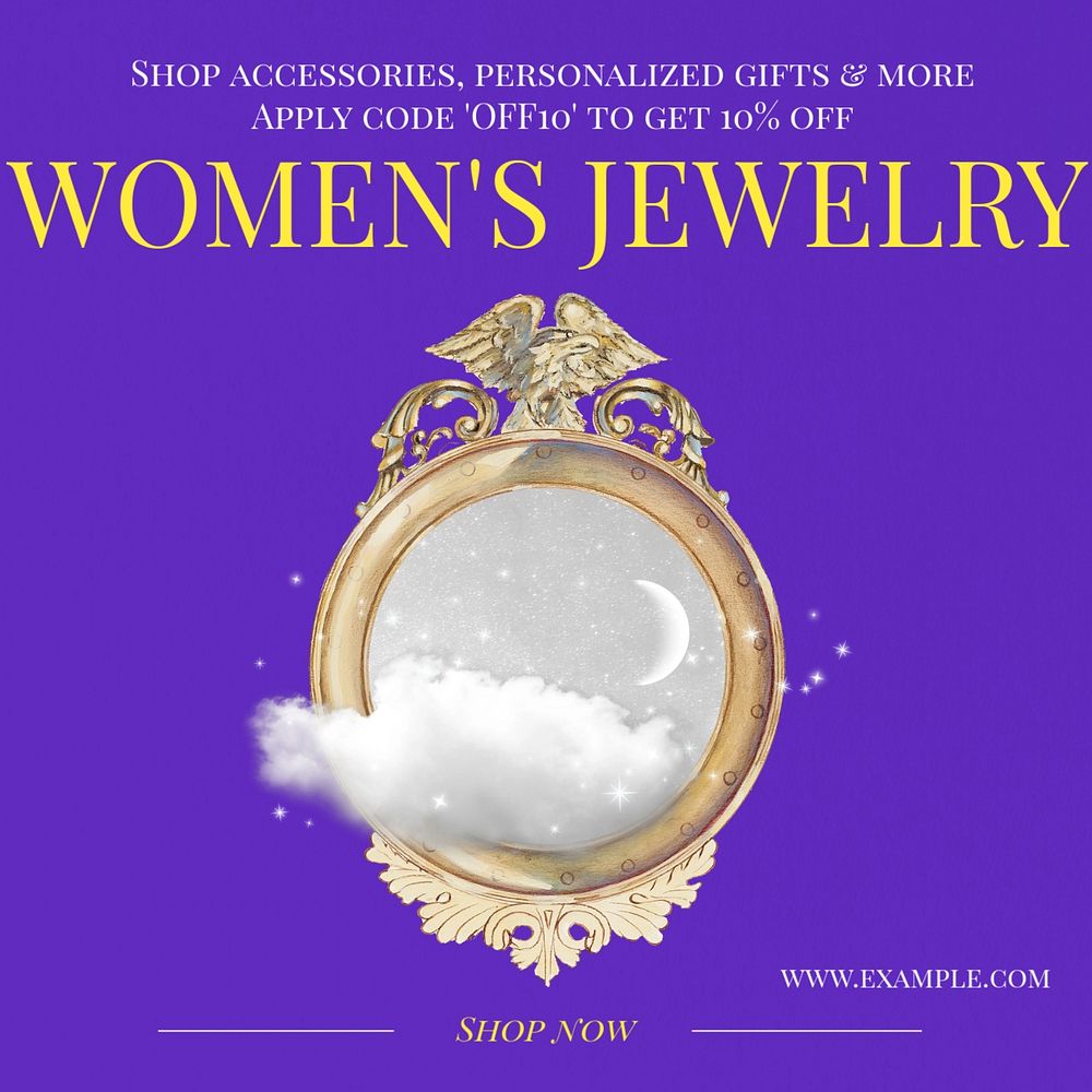 Woman's jewelry Instagram post template, editable text