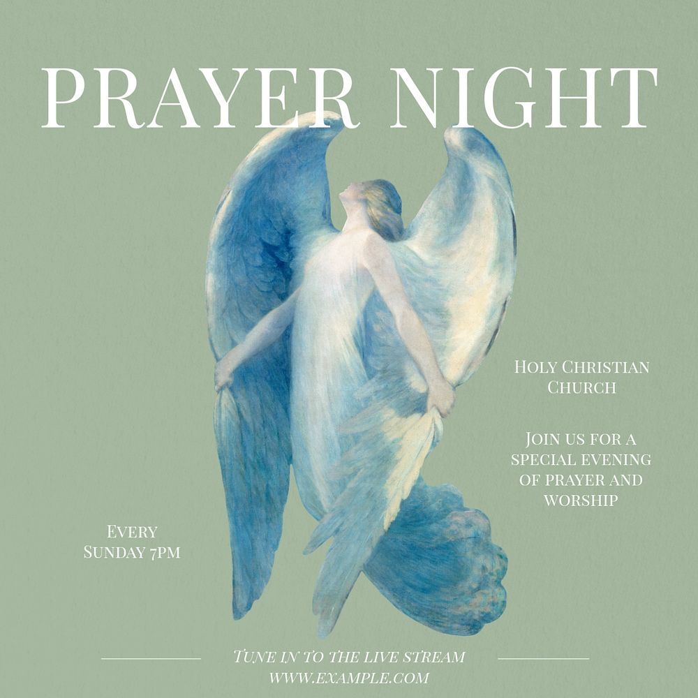 Prayer night Instagram post template, editable text