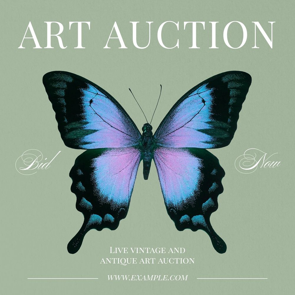 Art auction   Instagram post template, editable text