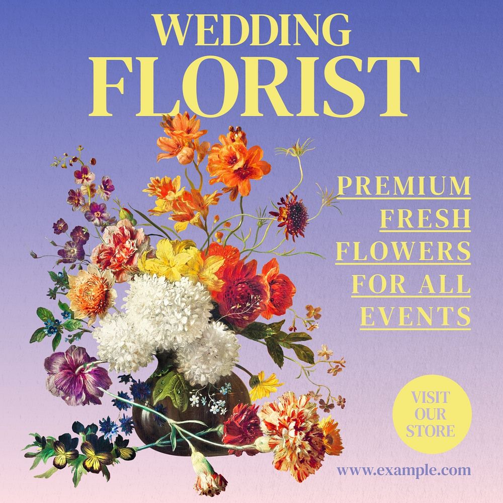 Wedding florist Instagram post template, editable text