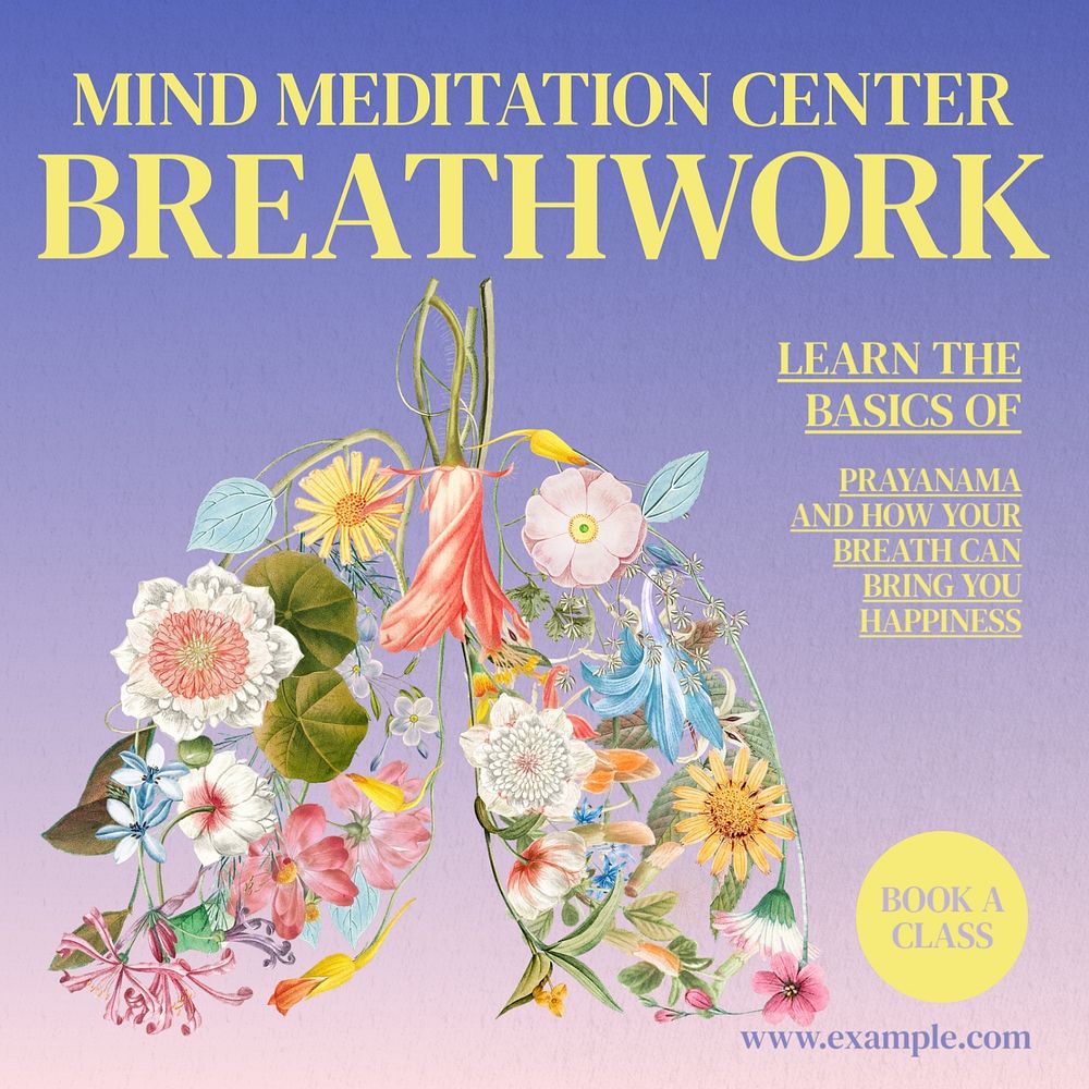 Breathwork exercise Instagram post template, editable text