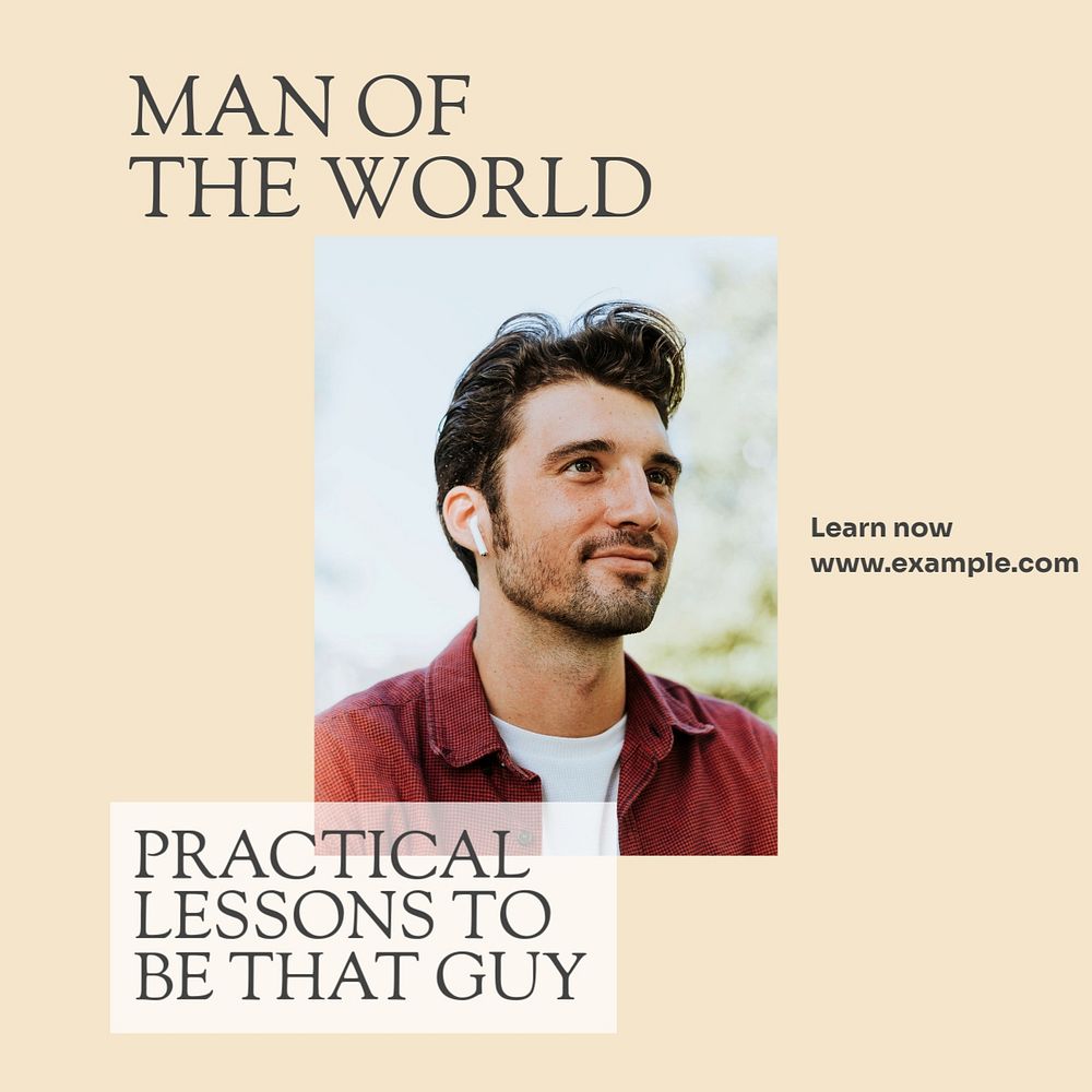 Man of world Instagram post template, editable social media design