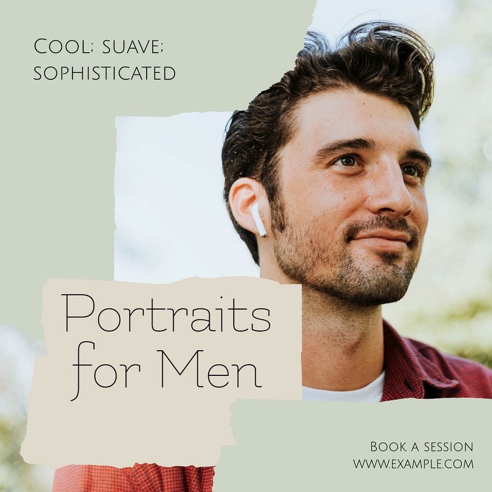 Portraits for men Instagram post template, editable social media design