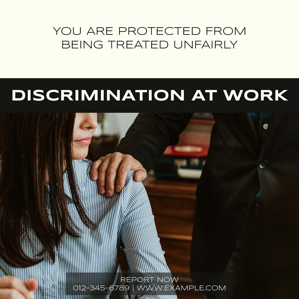 Workplace discrimination Instagram post template, editable social media design