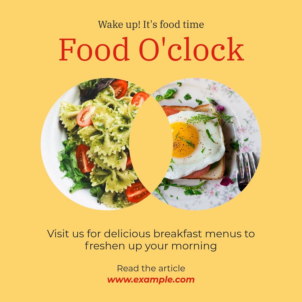 Food & breakfast time Instagram post template, editable design