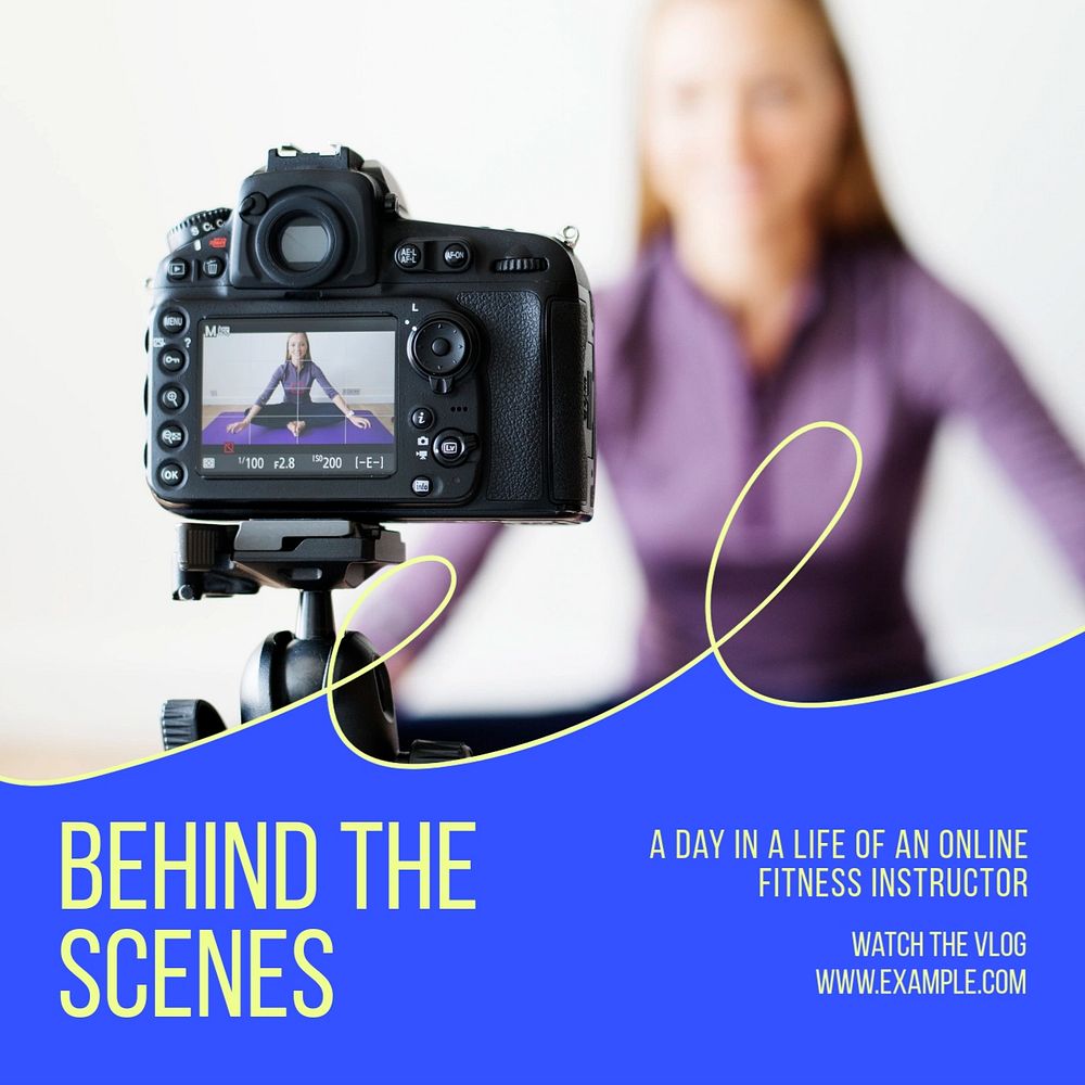 Behind the scenes post template, editable text for social media