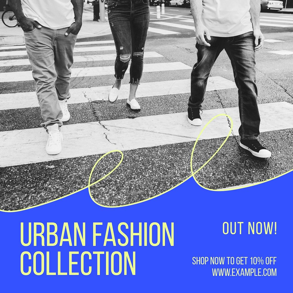 Urban fashion collection Instagram post template, editable text