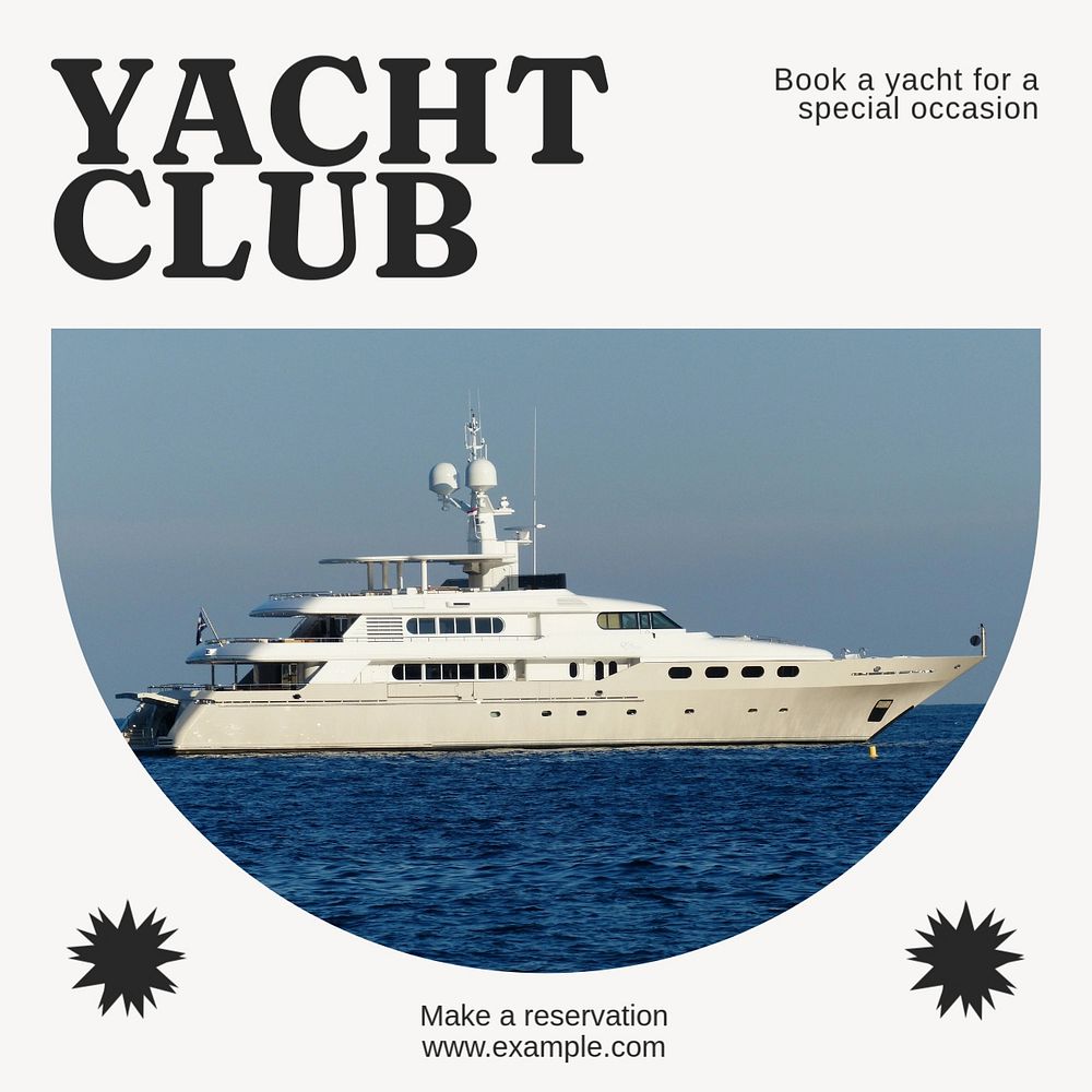 Yacht club Instagram post template, editable text